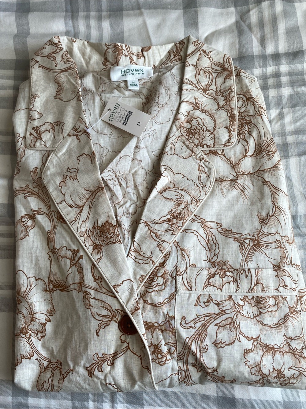 Haven Well Within Pajama Top Cream with Brown Floral Print